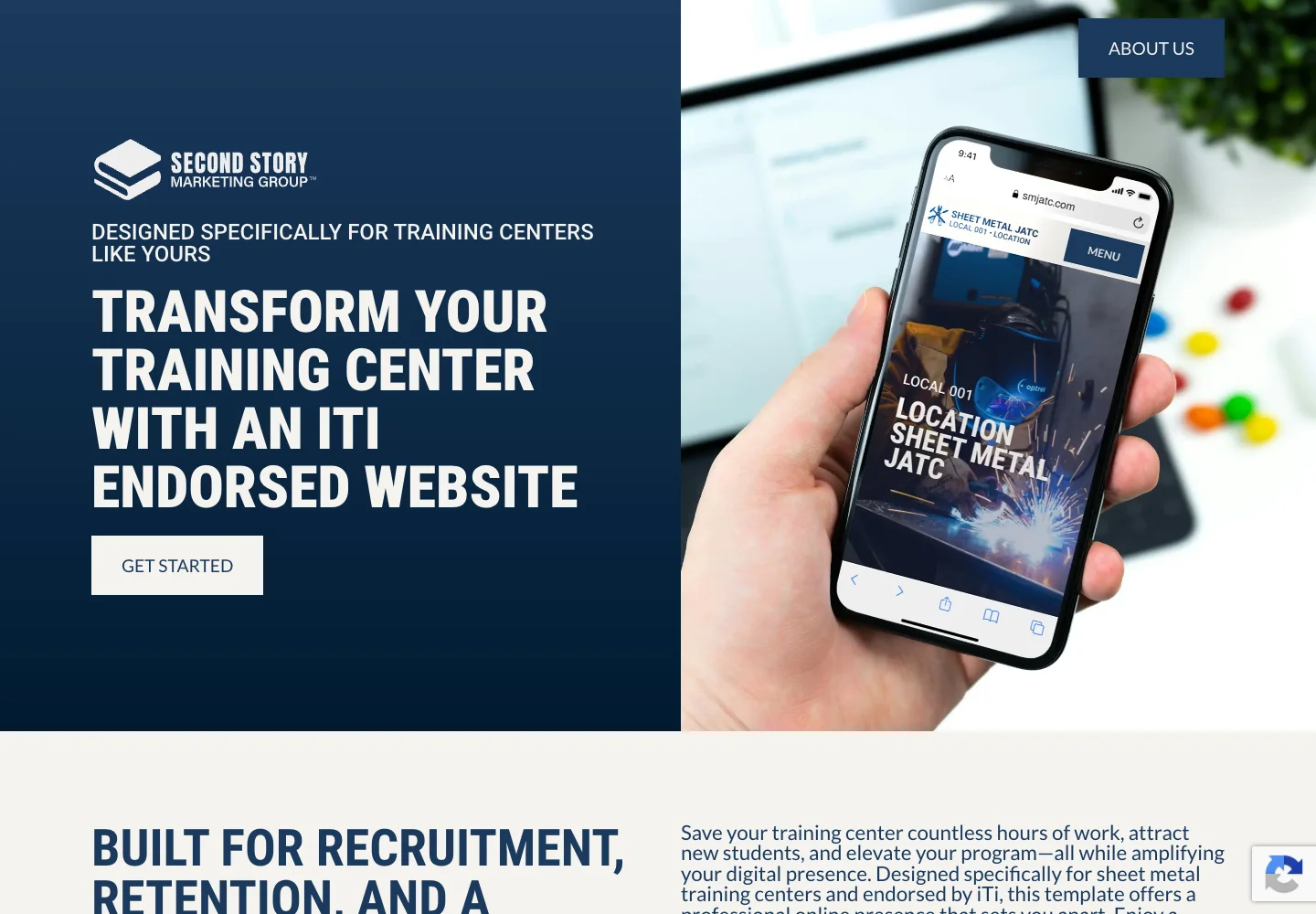 The iTi website program page introducing a customizable website for sheet metal training centers